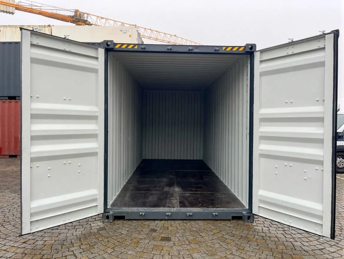 20 fods High Cube antracitgrå intérieur ouvert