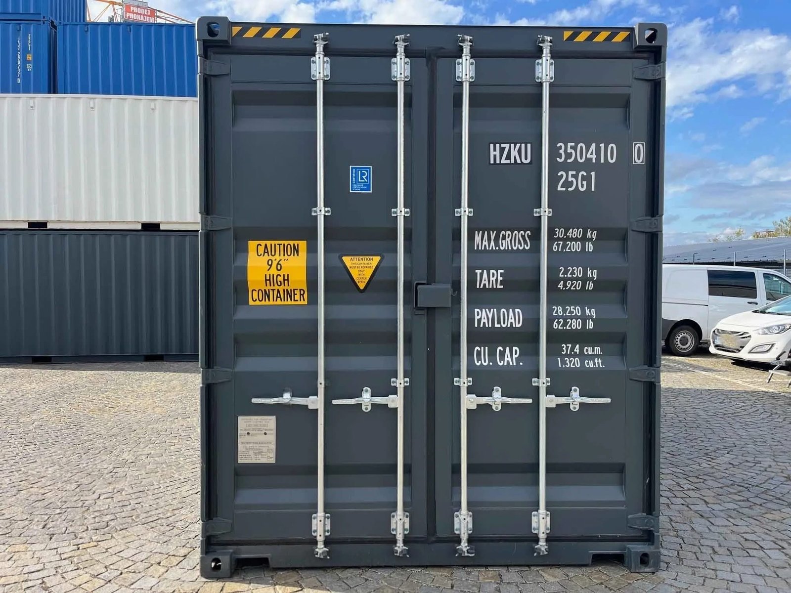 20 fods high cube container antracitgrå porte données