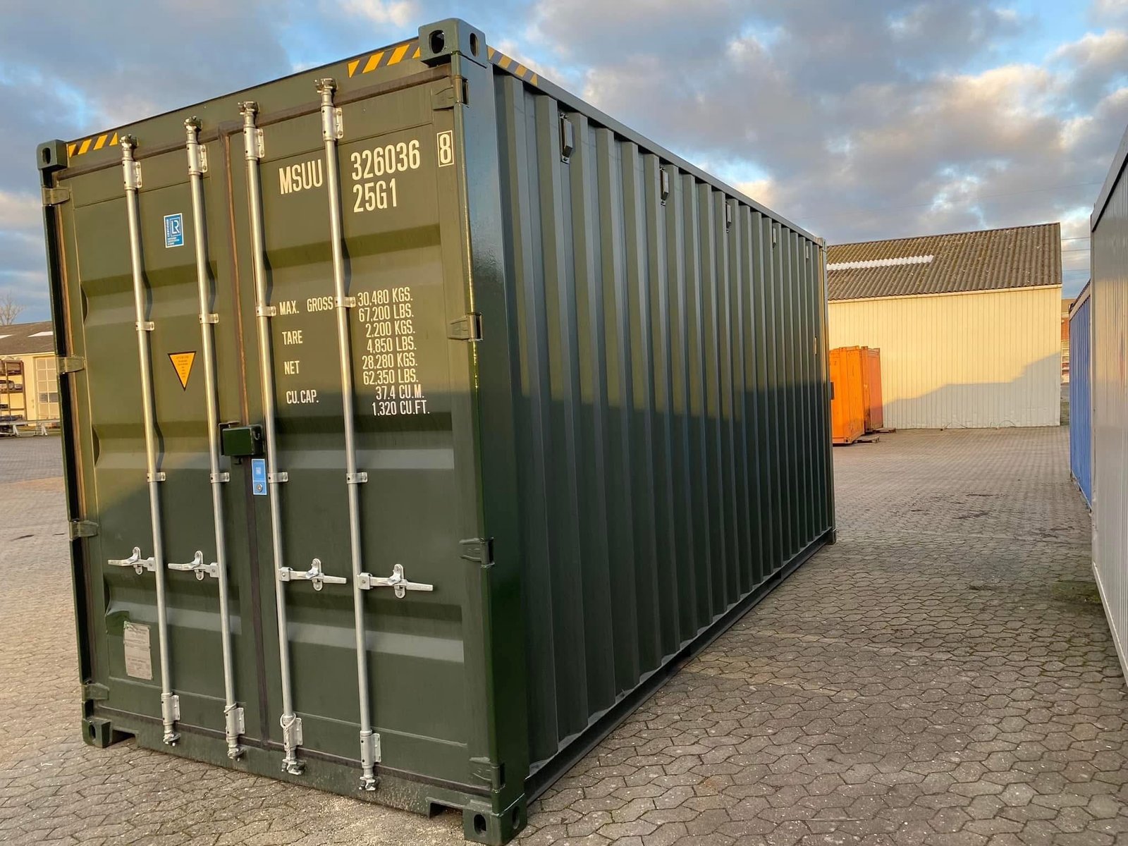 20 fods grøn high cube isoleret container 3/4 vue