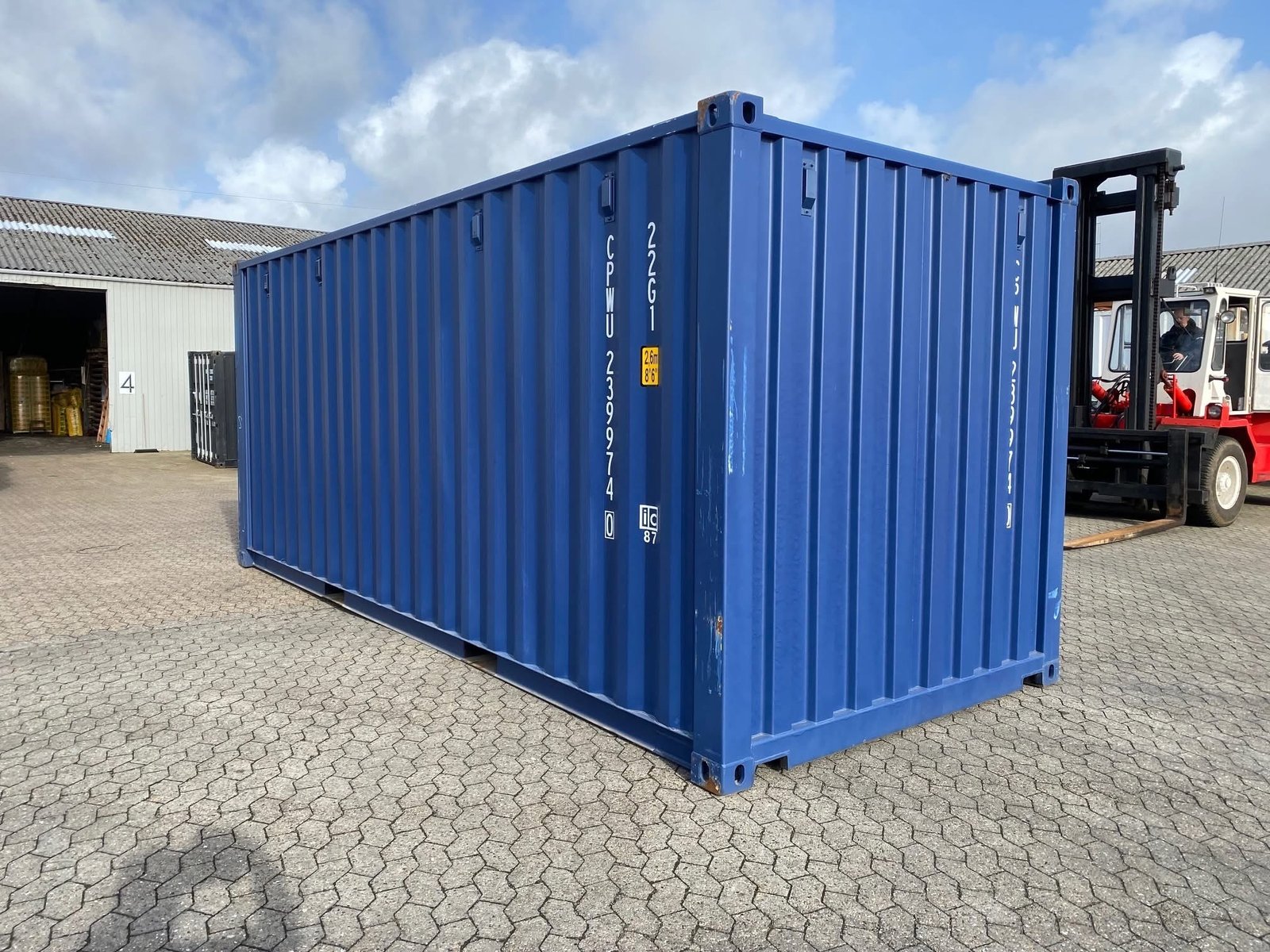 20 fods isoleret container blå vue côté