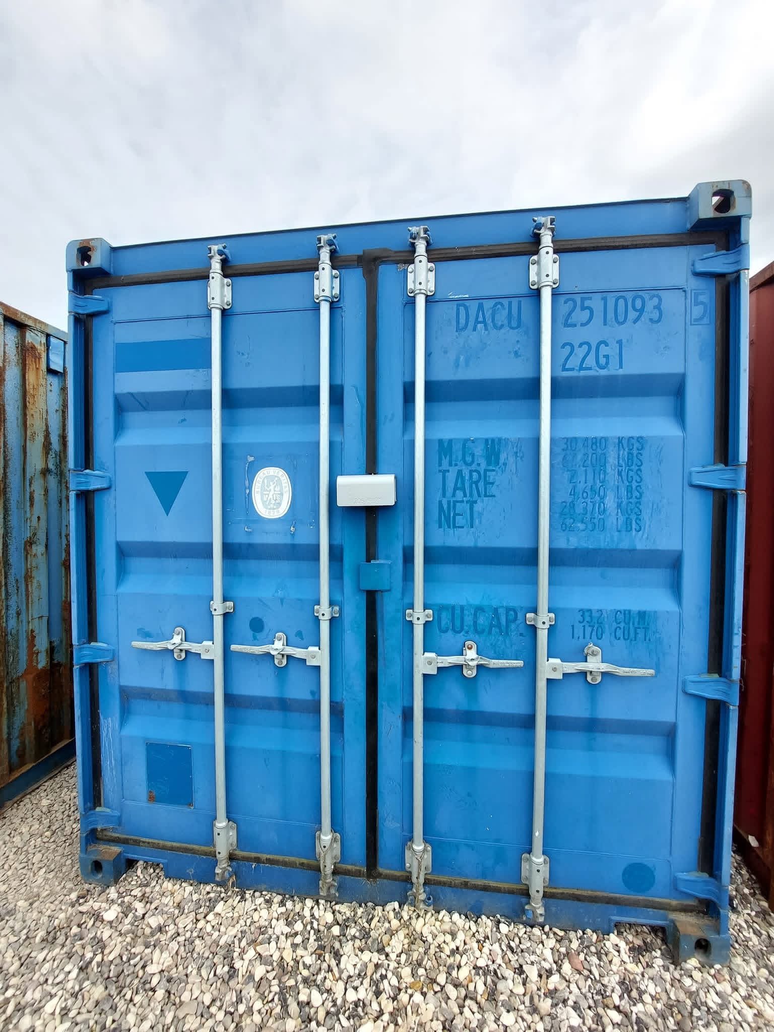 20 fods blå isoleret container bagdøre