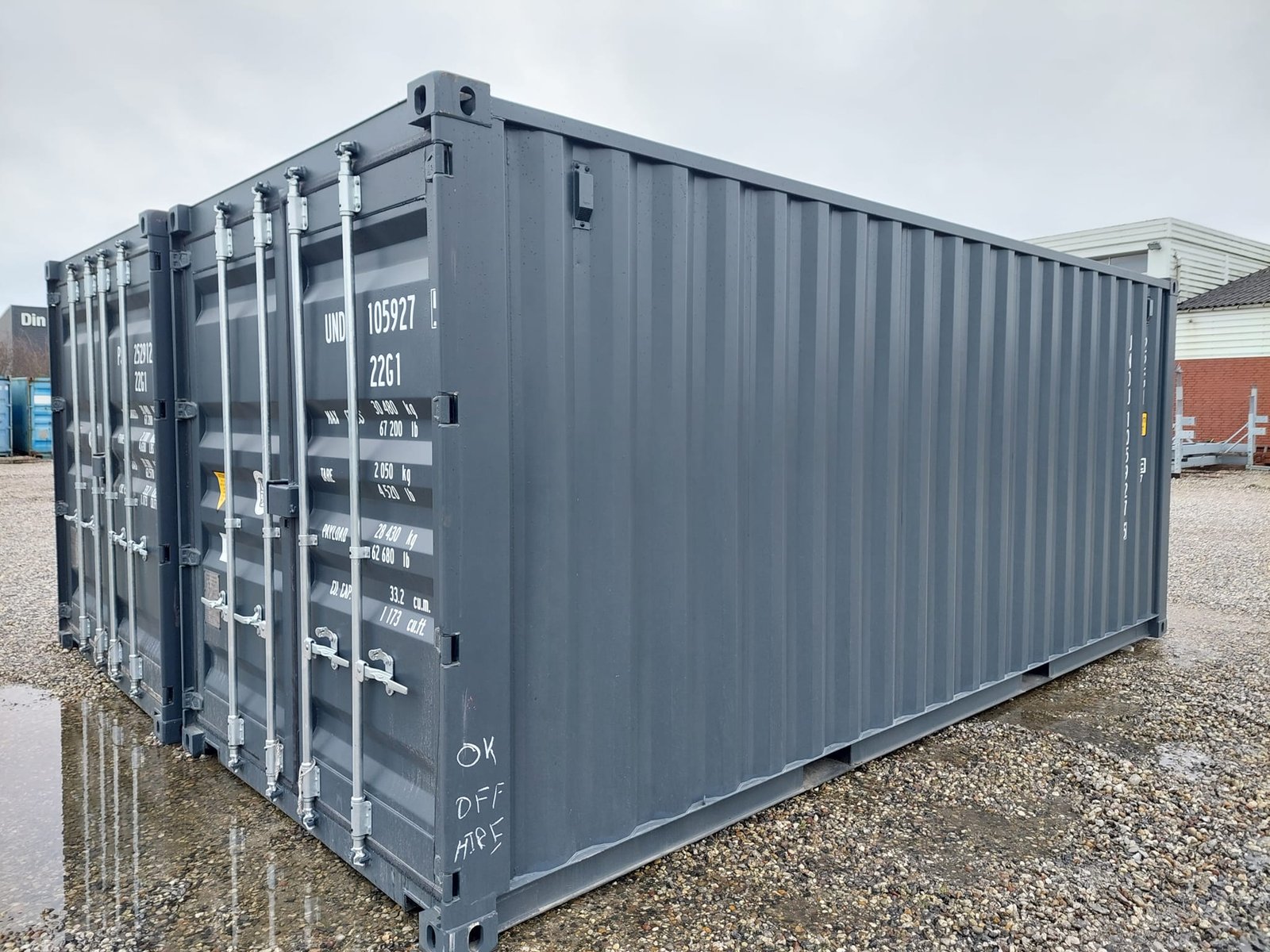 Isoleret container antracit front