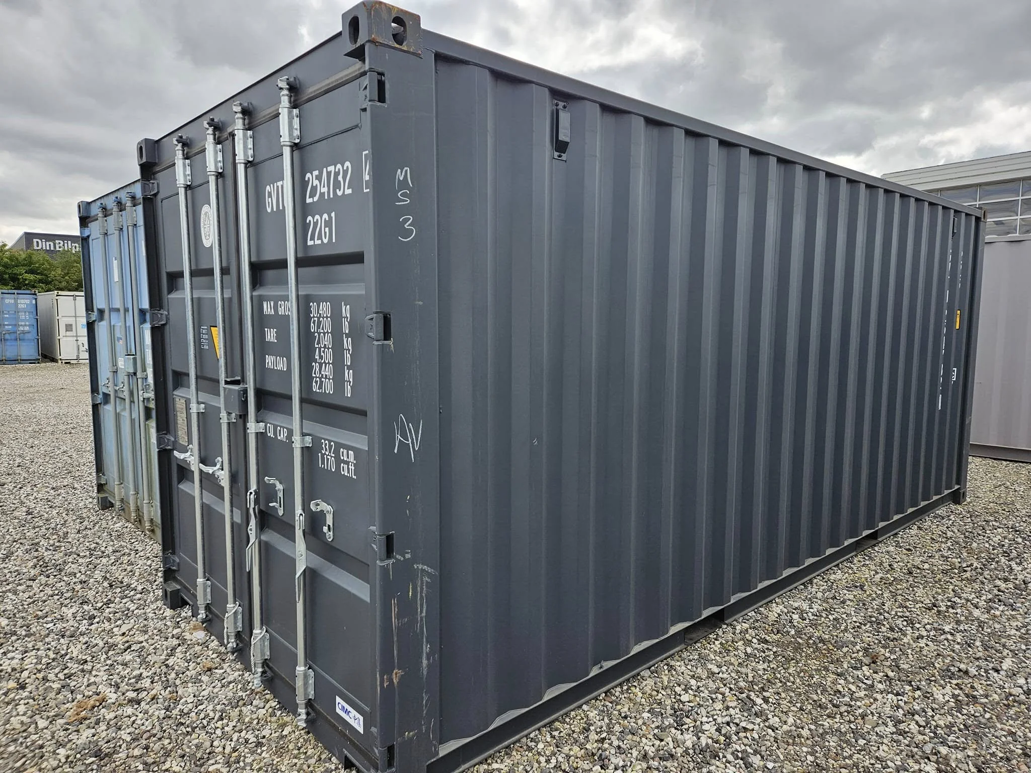 Isoleret container mørkgrå front