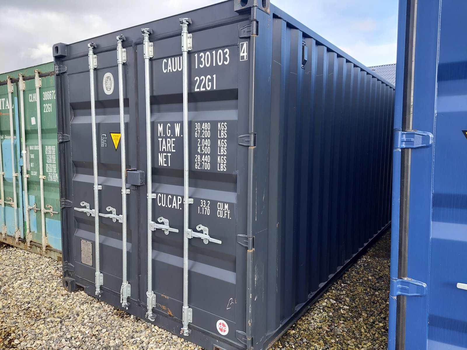 Ny sort 20 fods isoleret container vue 3/4