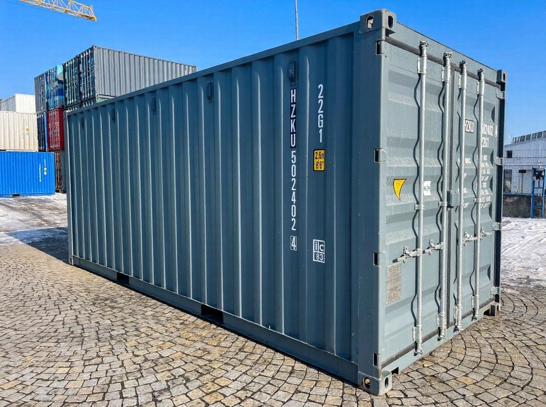 20 fods container RAL7031 blågrå side